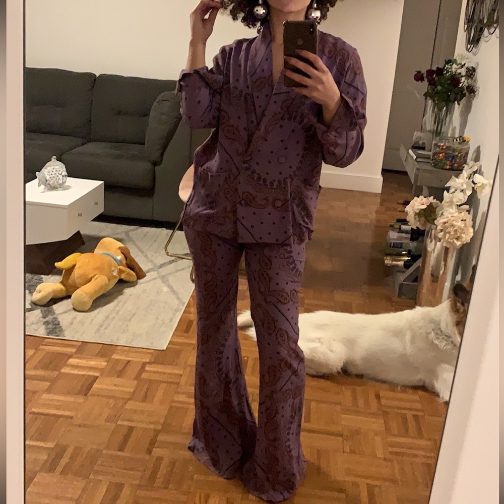 Zara Lilac Paisley Wide-Leg  pants and Blazer set (2 pieces)